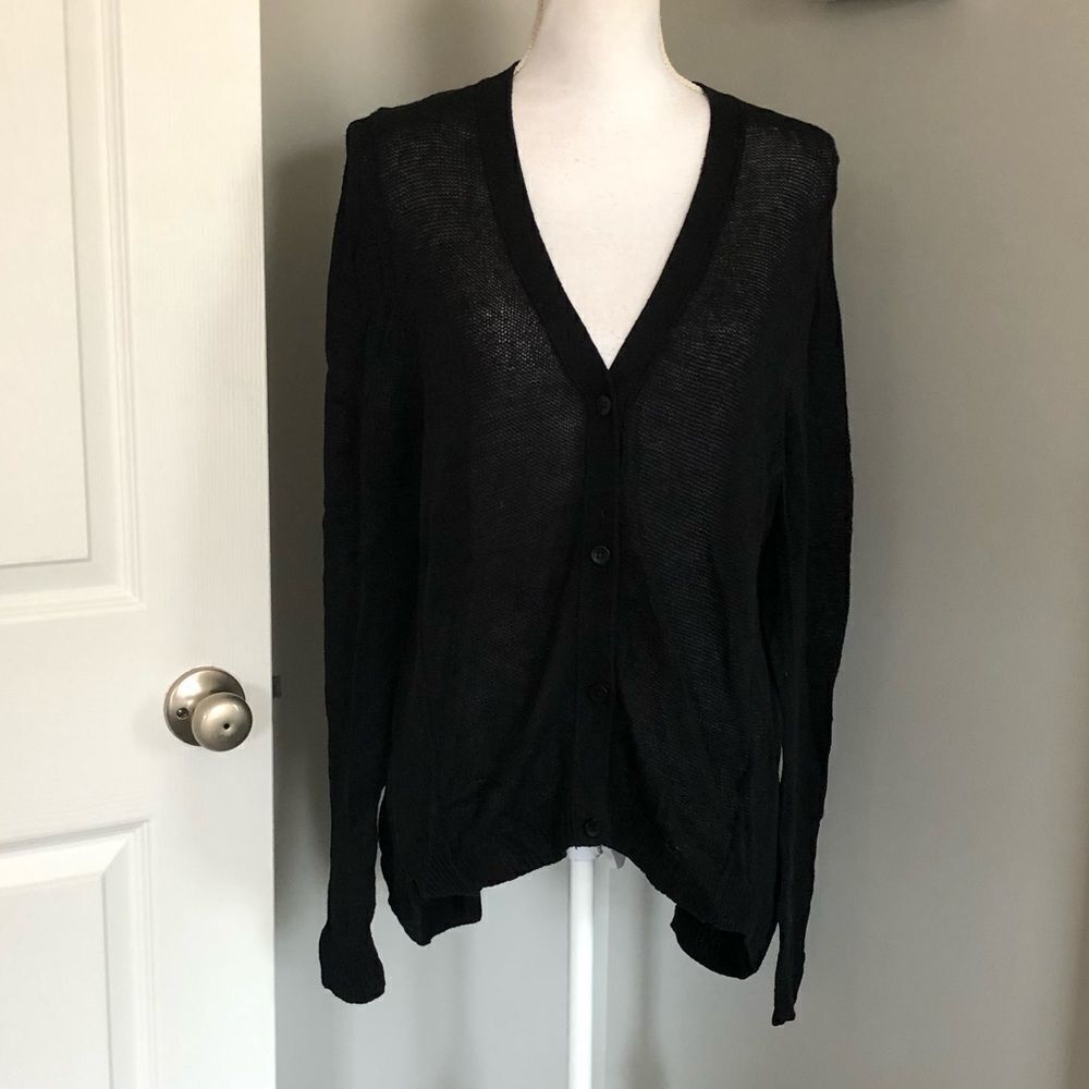 14th & Union Black Cardigan w/ Split Back